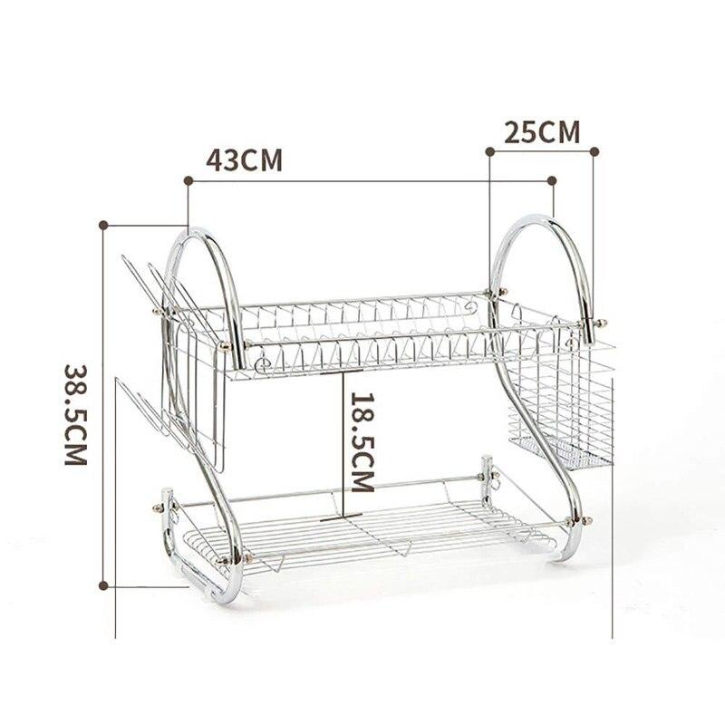 Стійка для сушіння посуду Kitchen storage rack, нержавіюча сталь, кишеня для ложок і виделок фото - 2