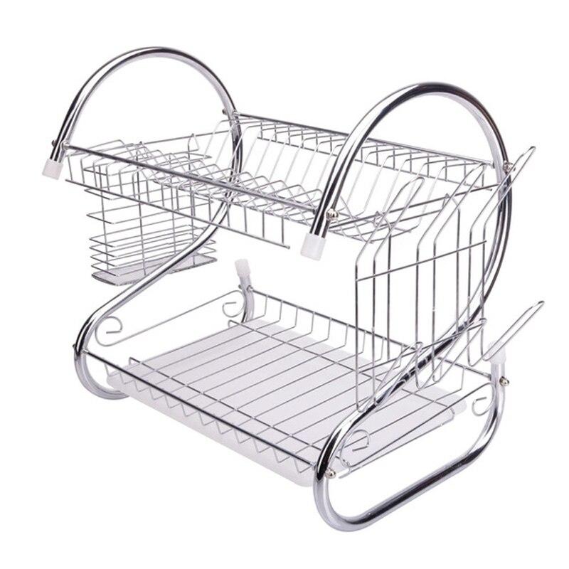 Стійка для сушіння посуду Kitchen storage rack, нержавіюча сталь, кишеня для ложок і виделок фото - 3