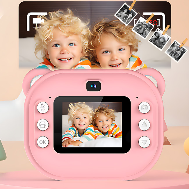 Дитяча цифрова камера миттєвого друку Children's Printing Camera Y600, 2 камери, дитяча камера, рожевий