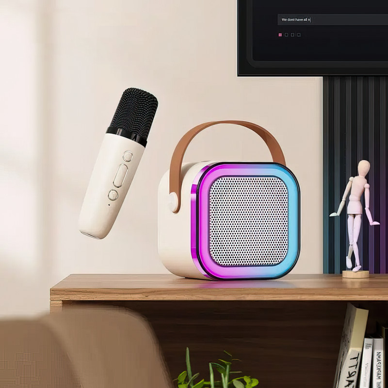Портативная колонка с караоке микрофоном Winso K12 с RGB подсветкой,  10 Вт, Bluetooth, USB, microSD, AUX, Typ фото - 2