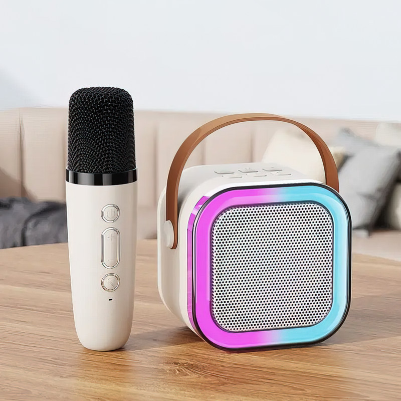 Портативная колонка с караоке микрофоном Winso K12 с RGB подсветкой,  10 Вт, Bluetooth, USB, microSD, AUX, Typ фото - 3