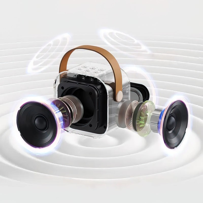 Портативная колонка с караоке микрофоном Winso K12 с RGB подсветкой,  10 Вт, Bluetooth, USB, microSD, AUX, Typ фото - 6