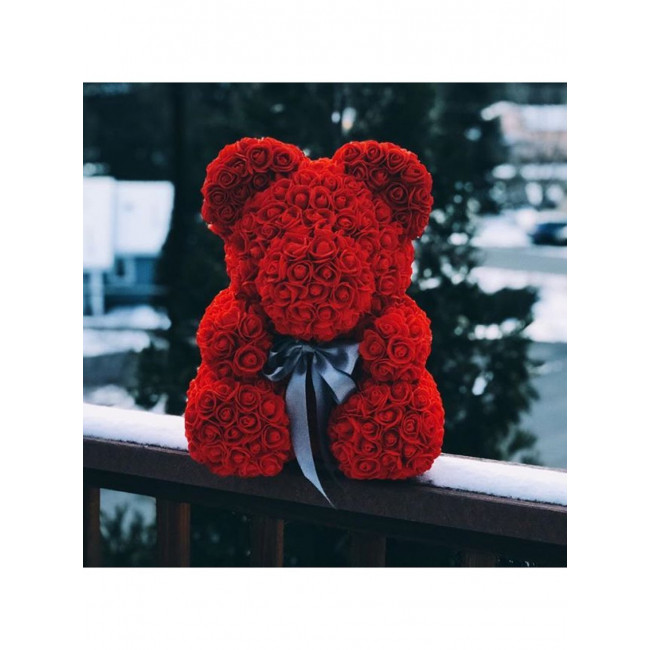 Середній Ведмедик з троянд у КОРОБЦІ 3D Oh My Teddy 25 см заввишки