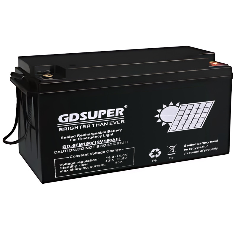 Гелієвий акумулятор 12 V 150 AH GDSUPER, акумулятор глибокого розрядження GD-12V150AH для аварійного освітлення фото - 2