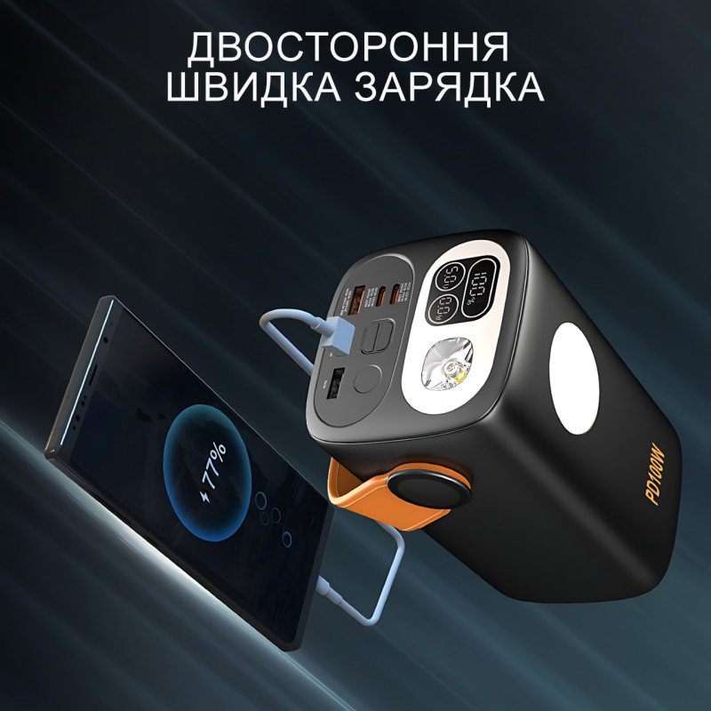 Power Bank REMAX Gutitan Series 100W, 60000mAh, 22.5W PD+QC с двумя Type-C и фонариком фото - 4
