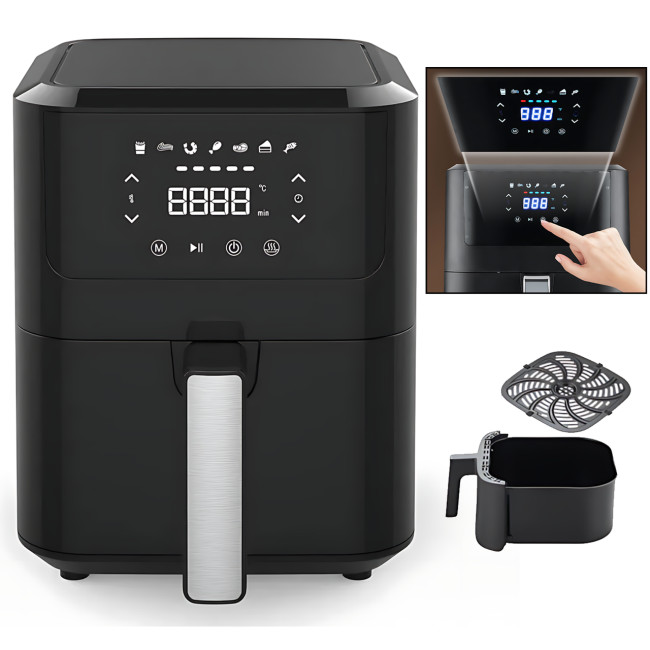 Електричний аерогриль Air Fryer Crownberg CB 5543 з решіткою, 8 програм, 1500 Вт, чаша 4 л