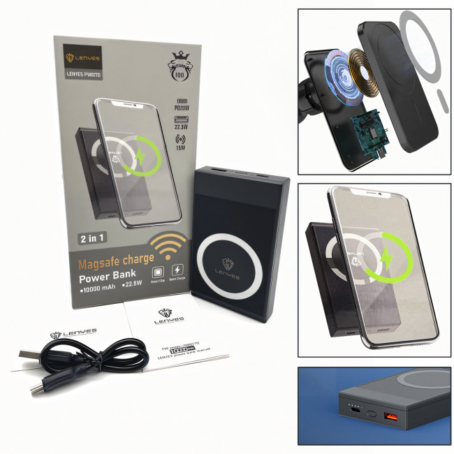 LENYES MagCharge Pro PW017D 10000mAh: Быстрая Зарядка и LED Индикация, реальная емкость, 22.5W PD20W, 15W