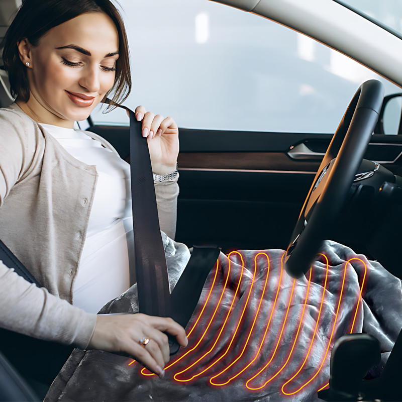 Автомобильная электропростынь MA703, 12 В, 60 Вт, 9 режимов и 9 таймеров, защита от перегрева, флис, 160×150 см фото - 41