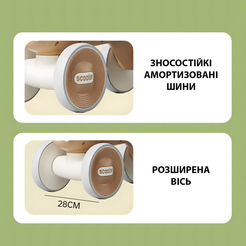 Дитячий біговел BX-618, 4-колісний велосипед без педалей, від 1 до 5 років, вага 1,5 кг, пластик фото - 4