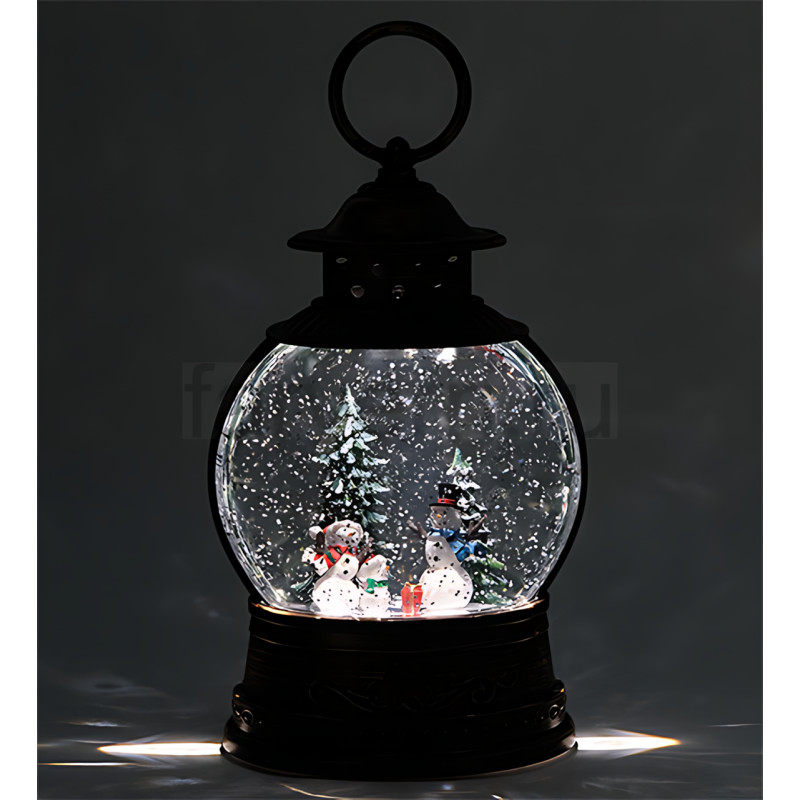 Різдвяний нічник-ліхтар «Сніжна Родина» AT-D16S, з підсвіткою, блискітками, на батарейках, 12.5 х 8.5 см фото - 10