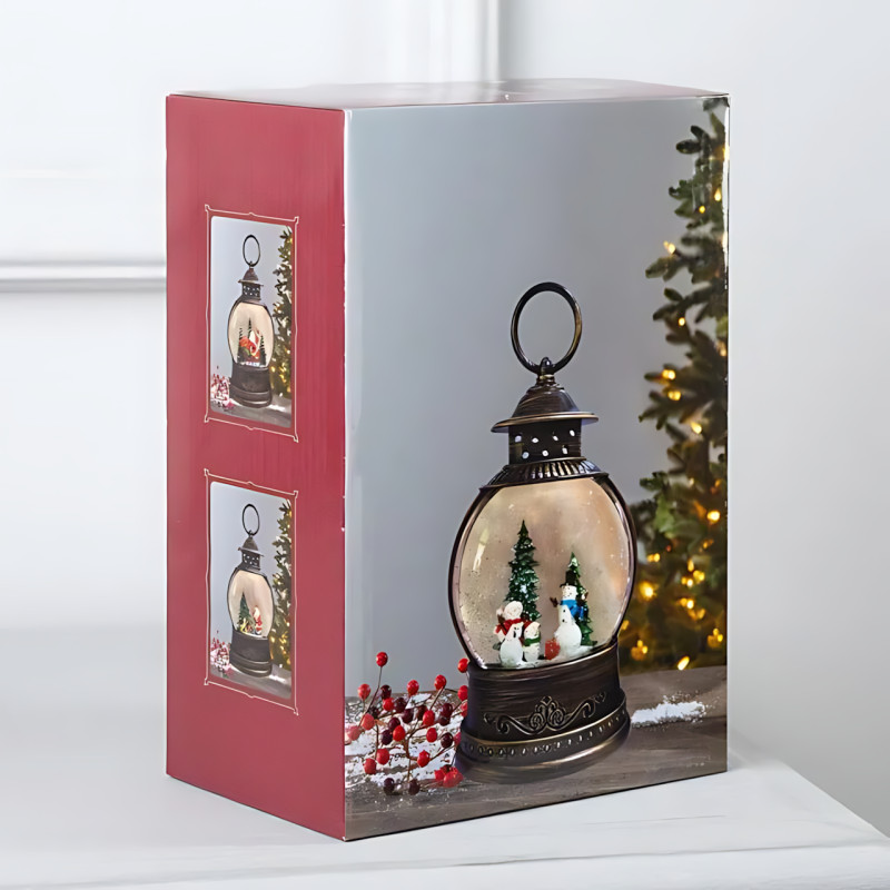 Різдвяний нічник-ліхтар «Сніжна Родина» AT-D16S, з підсвіткою, блискітками, на батарейках, 12.5 х 8.5 см фото - 9