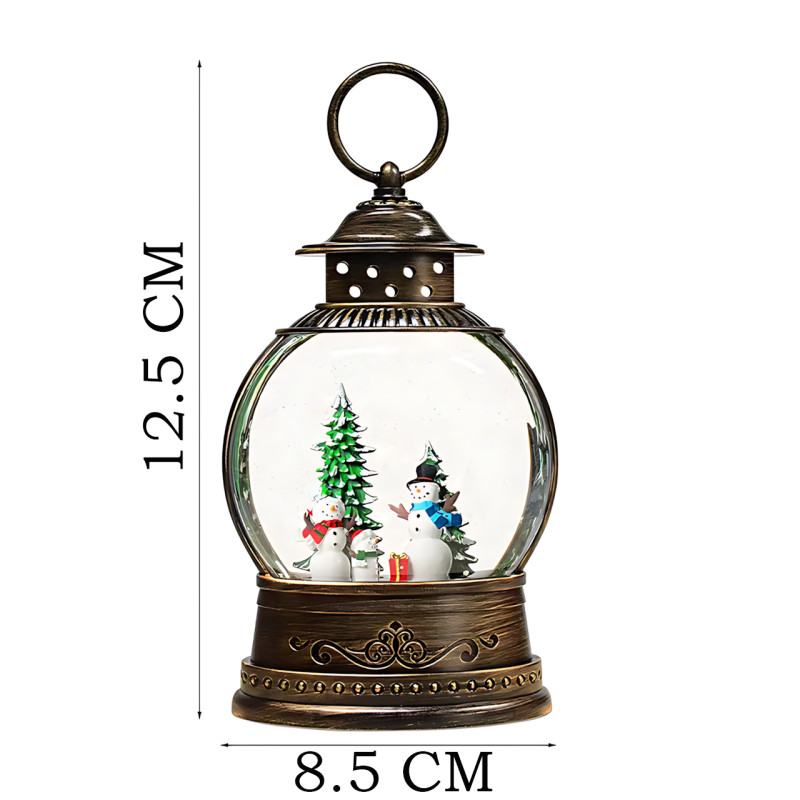 Різдвяний нічник-ліхтар «Сніжна Родина» AT-D16S, з підсвіткою, блискітками, на батарейках, 12.5 х 8.5 см фото - 8