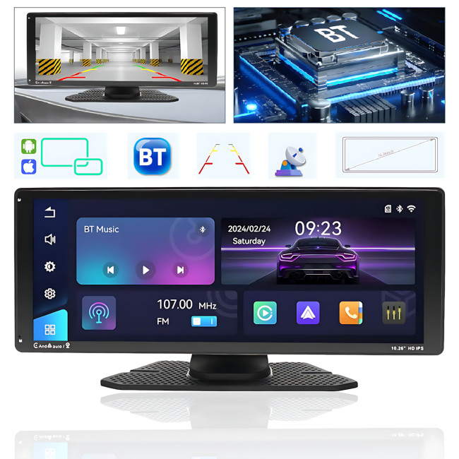 Монитор car player 901W, 10.26" сенсорний екран IPS, автомобільна стереосистема Bluetooth, Mirror Link, AUX