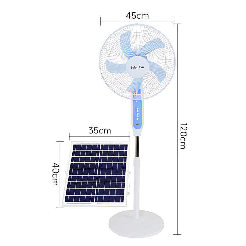 Вентилятор підлоговий Solar Fun MNJ-188 із сонячною панеллю 20 Вт, 16 дюймів, 25 Вт, 3 швидкості, кнопки фото - 9