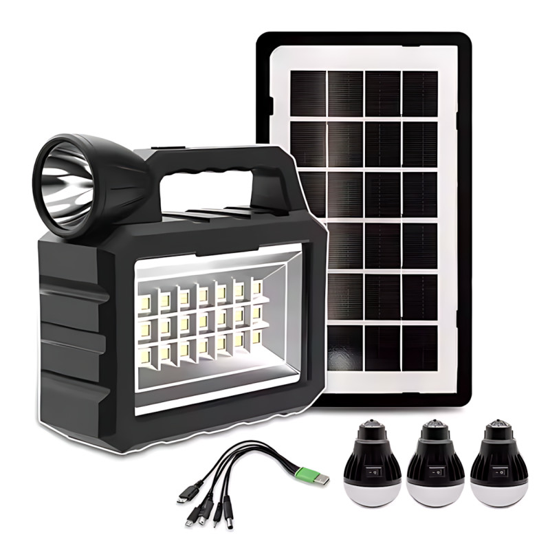 Портативная зарядная станция Solar CL-28 с аккумулятором 8000 мА·ч, 3 LED-лампами, солнечной панелью, 2 USB фото - 2
