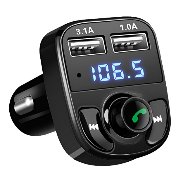Прикуриватель с функцией FM Модулятора CAR X8, трансмиттер для авто с Bluetooth, MP3
