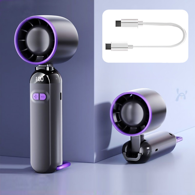 Ручной USB-вентилятор Turbo Fans LY-937, 5 скоростей, складной, 3000 мА·ч, 5 Вт, серый