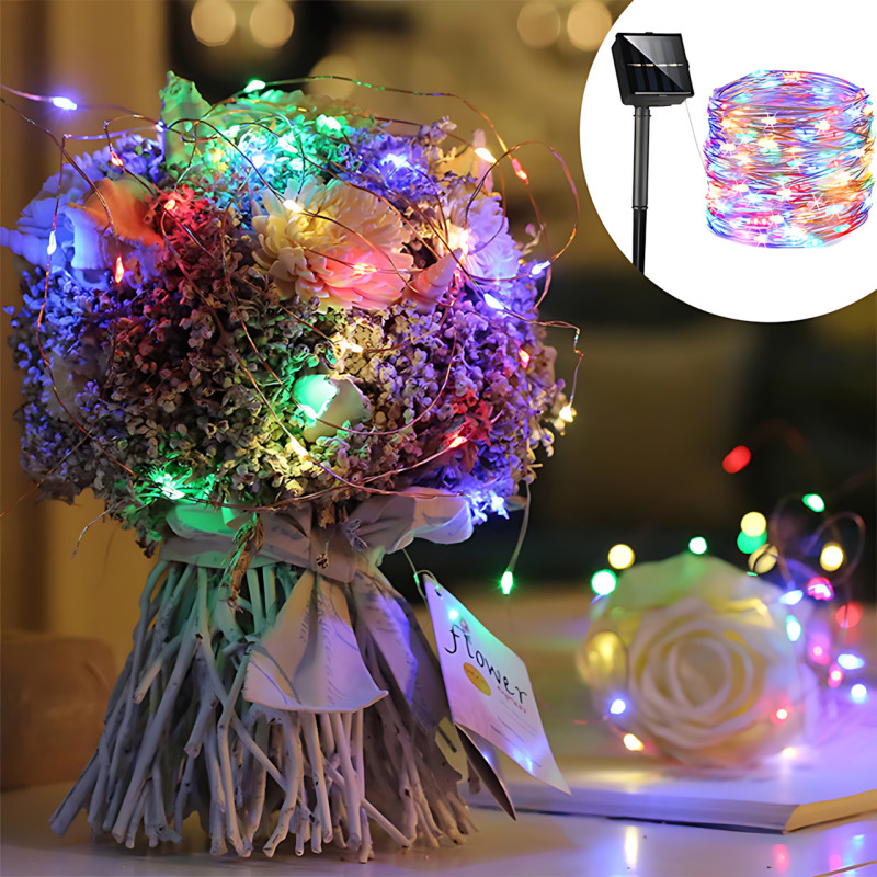Уличная LED гирлянда Капля росы SFK-15 с солнечной панелью, RGB цвет, 10 м, 100LED фото - 8