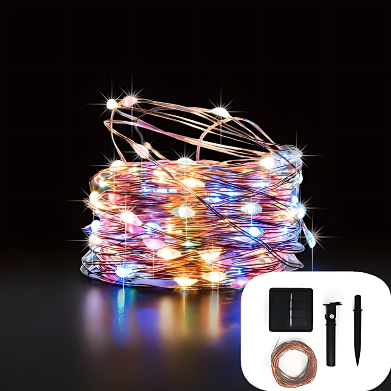 Уличная LED гирлянда Капля росы SFK-15 с солнечной панелью, RGB цвет, 10 м, 100LED фото - 4