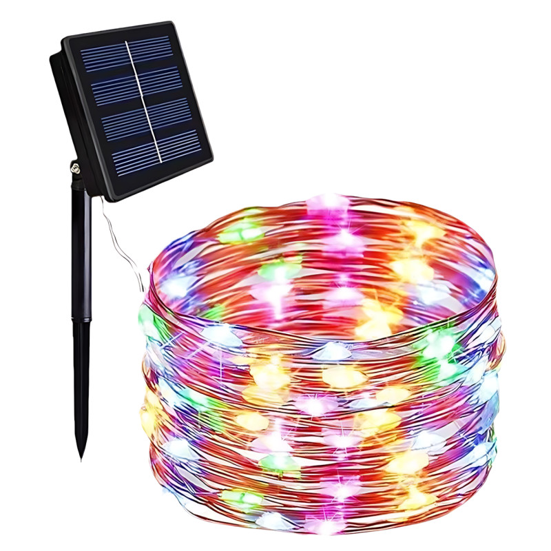 Уличная LED гирлянда Капля росы SFK-15 с солнечной панелью, RGB цвет, 10 м, 100LED фото - 2