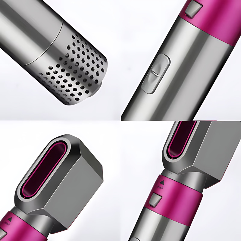Стайлер для волос с ионизацией 5-в-1 Hair Brush Hot Air Styler, 1000 Вт, инфракрасный нагрев, 5 насадок, леопардовый кейс фото - 4