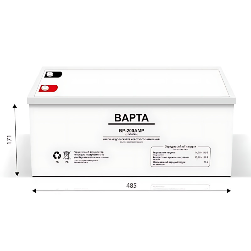 Гелевий акумулятор BAPTA BP-200AMP 12 В 200 А·год — 46,5 кг, 30 А, герметичний, глибокий розряд фото - 9
