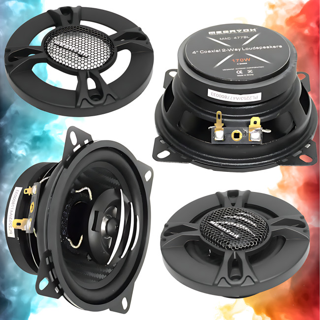 Автомобильные динамики MEGAVOX MAC 4778 L, двухполосная Hi-Fi акустика в авто, Ø 10 см, (170 Вт)