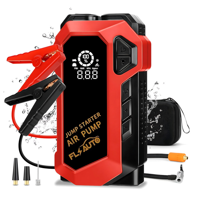 Пусковое автомобильное устройство для аккумулятора JUMP STARTER с компрессором, фонарем и зарядкой гаджетов фото - 9