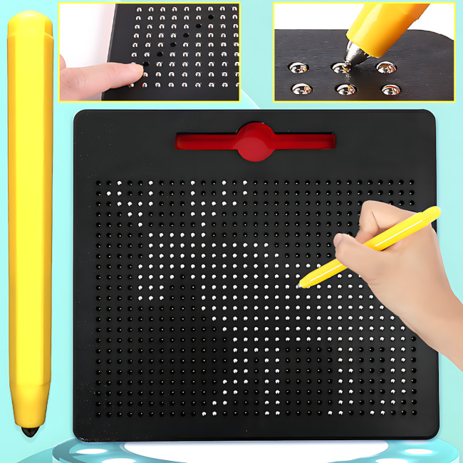 Магнитный планшет Magpad 1763-2, магнитная доска со стилусом для рисования магнитами, 714 магнитных шариков