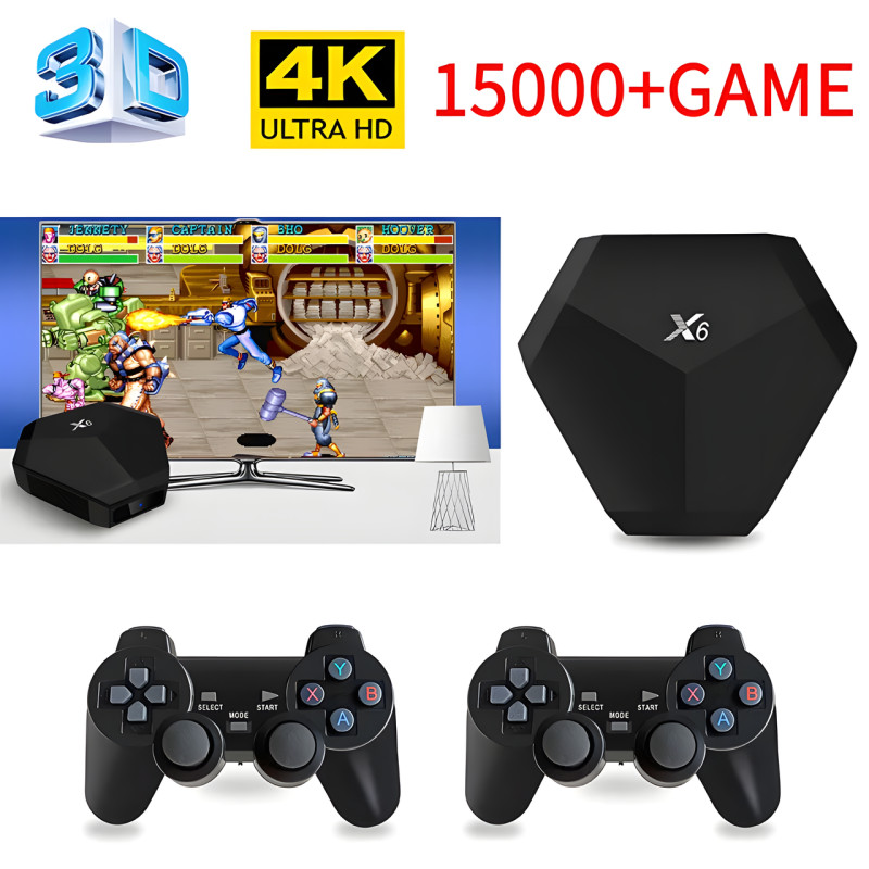 Игровая приставка GAME X6 4k 64Gb, 15000 Ретро Игр, 2 беспроводных джойстика фото - 3