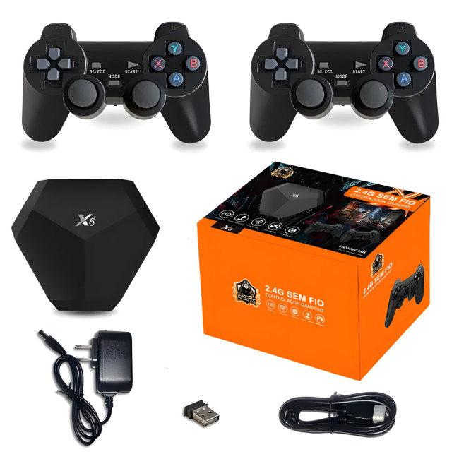 Игровая приставка GAME X6 4k 64Gb, 15000 Ретро Игр, 2 беспроводных джойстика