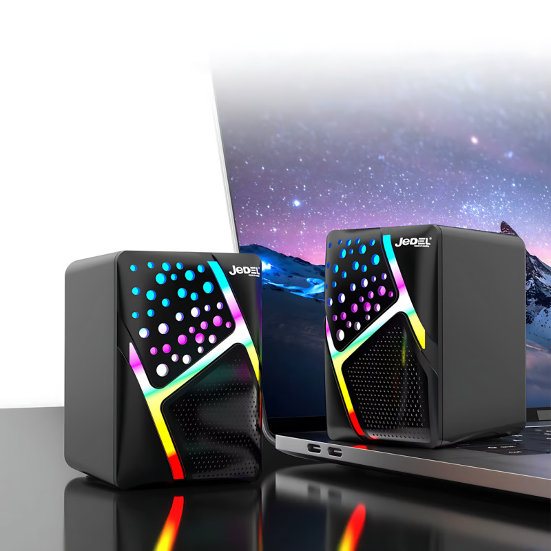 Колонки для PC 2.0 USB Jedel S-527, компактна акустична настільна система для ПК, 6 Вт із підсвіткою фото - 8