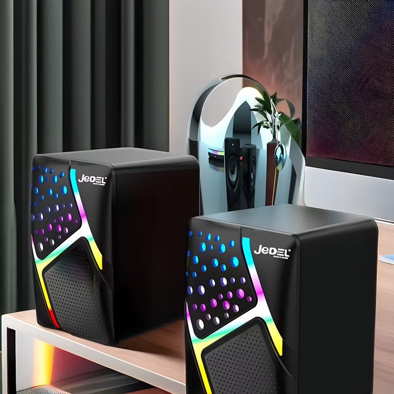 Колонки для PC 2.0 USB Jedel S-527, компактна акустична настільна система для ПК, 6 Вт із підсвіткою фото - 7