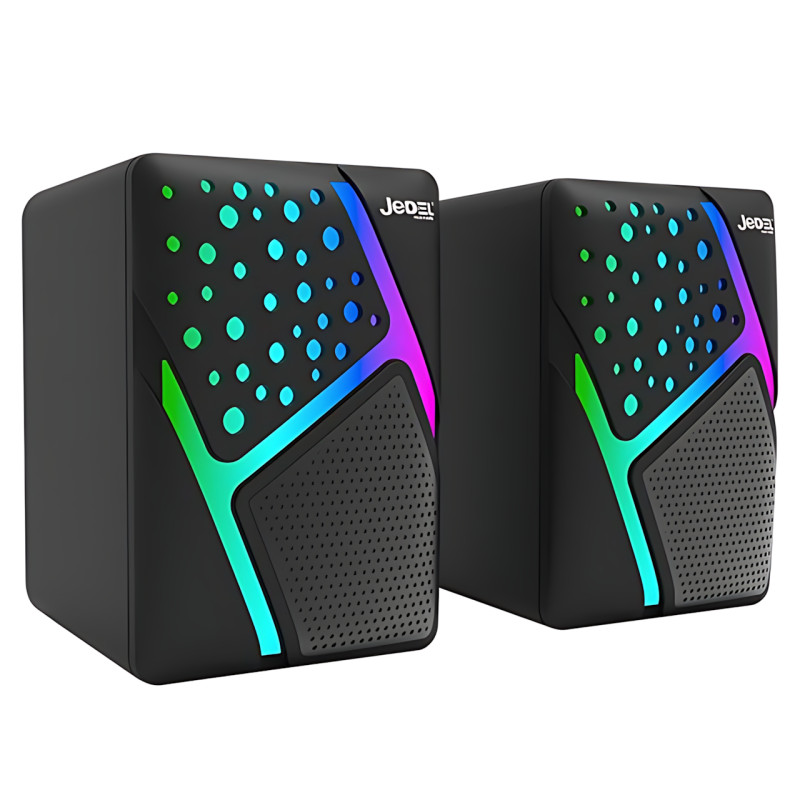 Колонки для PC 2.0 USB Jedel S-527, компактна акустична настільна система для ПК, 6 Вт із підсвіткою фото - 2