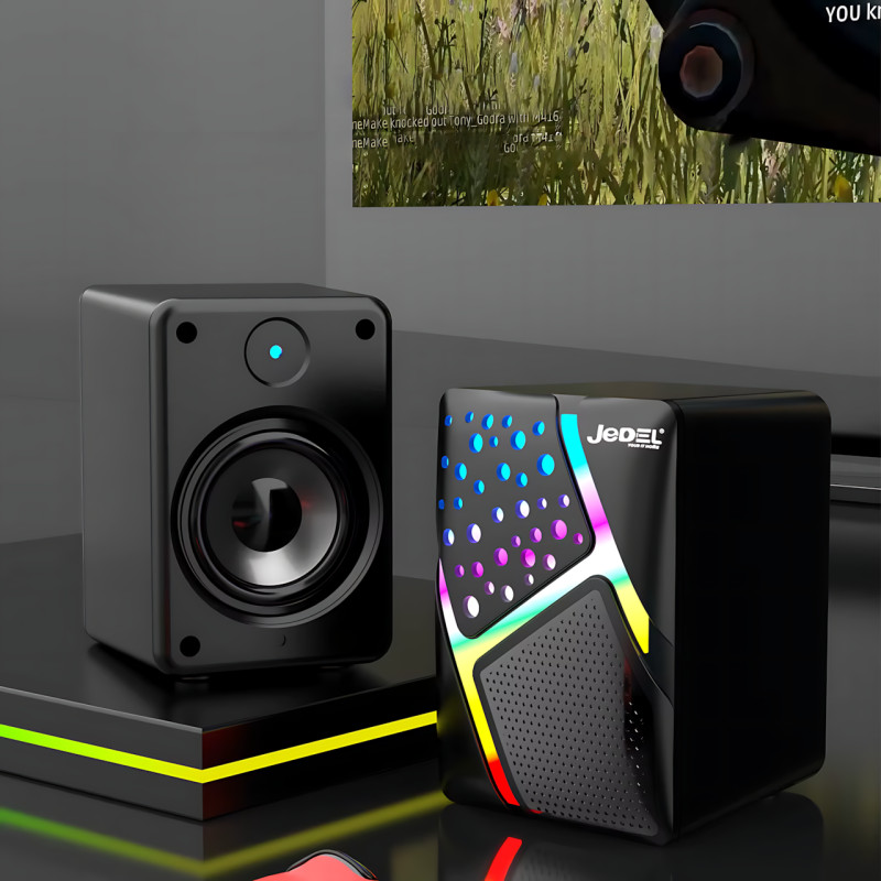 Колонки для PC 2.0 USB Jedel S-527, компактна акустична настільна система для ПК, 6 Вт із підсвіткою фото - 9