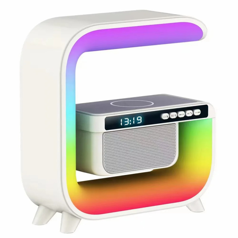 Многофункциональный ночник RGB G3 с беспроводной зарядкой и колонкой фото - 5