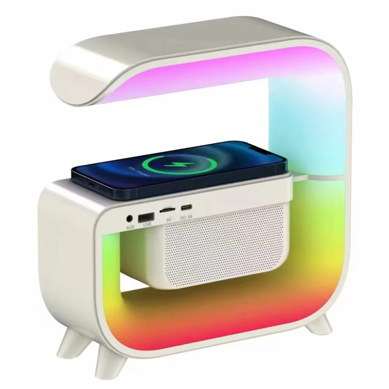 Многофункциональный ночник RGB G3 с беспроводной зарядкой и колонкой фото - 6
