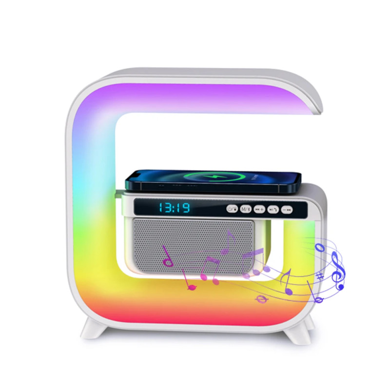 Многофункциональный ночник RGB G3 с беспроводной зарядкой и колонкой фото - 4