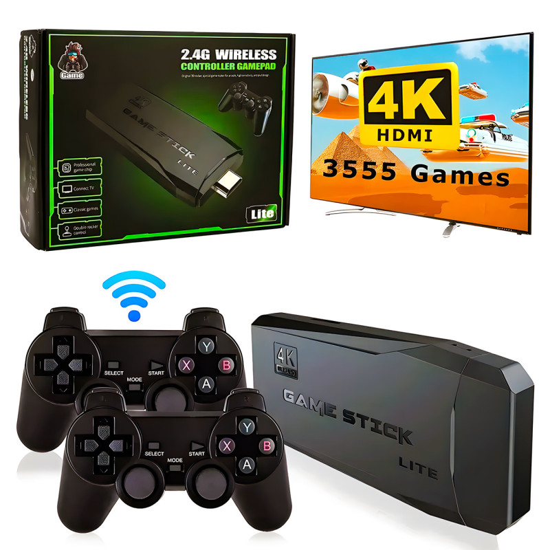 Ігрова приставка Mini Game Stick 4K HDMI M8, 10000+ Ігр, 64 gb + 2 бездротові джойстики фото - 2