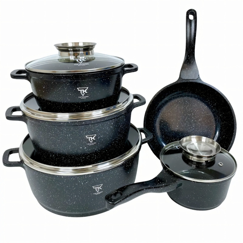 Набор кастрюль Top Kitchen TK00020 и сковородка, с гранитным покрытием, 5 ёмкостей, для всех плит, алюминий фото - 2