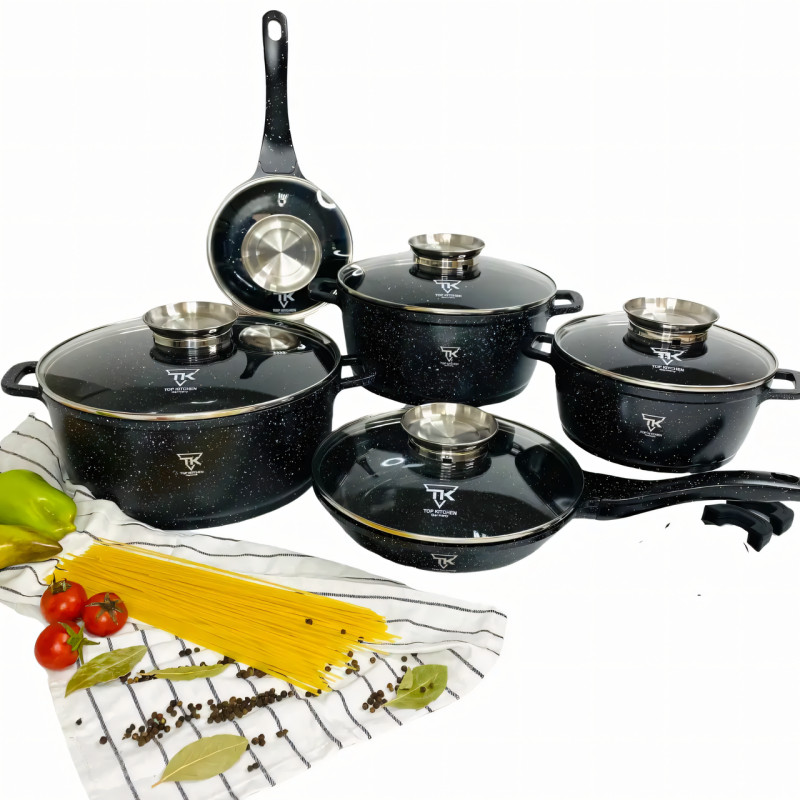 Набор кастрюль Top Kitchen TK00020 и сковородка, с гранитным покрытием, 5 ёмкостей, для всех плит, алюминий фото - 9