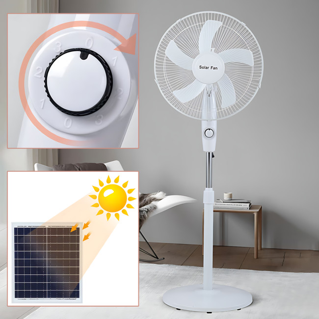 Вентилятор Solar Fun MNJ-168 16", 15 Вт, с солнечной панелью 12 Вт и диммером, аккумулятор 12000 мАч