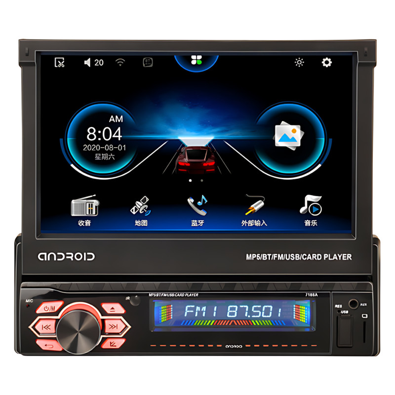 Автомагнітола 1DIN Android 9.0, 7" сенсорний екран, Wi-Fi, BT, 2+32 GB, Carplay, AHD, SRC фото - 2