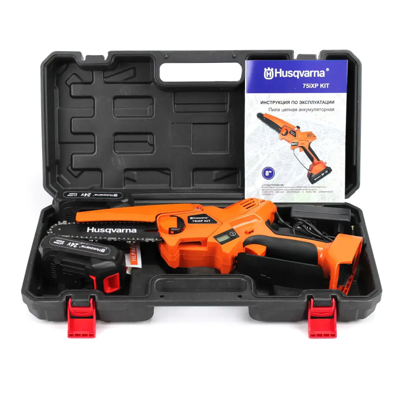 Аккумуляторная мини-пила Husqvarna 75iXP KIT с индикатором заряда, 24 В, 5 Ач, 4500 об/мин фото - 8