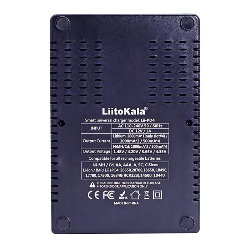 Интеллектуальное зарядное устройство LiitoKala Lii-PD4 на 4 слота, с LCD дисплеем, универсальная совместимость фото - 7