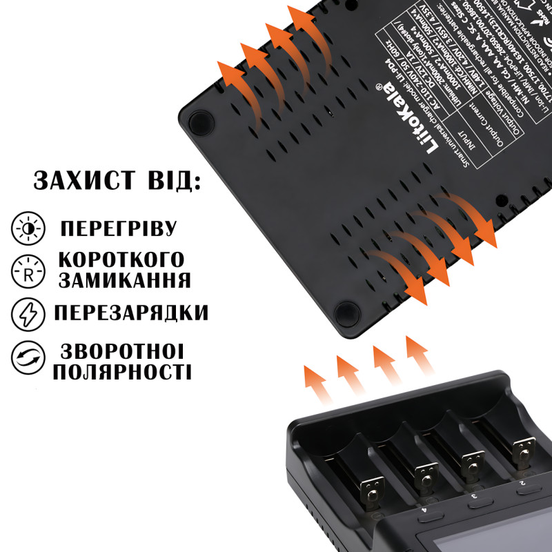 Интеллектуальное зарядное устройство LiitoKala Lii-PD4 на 4 слота, с LCD дисплеем, универсальная совместимость фото - 9
