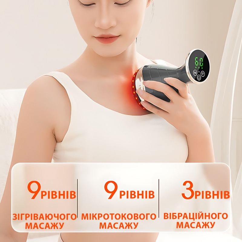 Масажер для припалювання, зігрівання LY-812, 21 рівень, мікроелектроакупунктура, вібромасаж, гарячий компрес фото - 3
