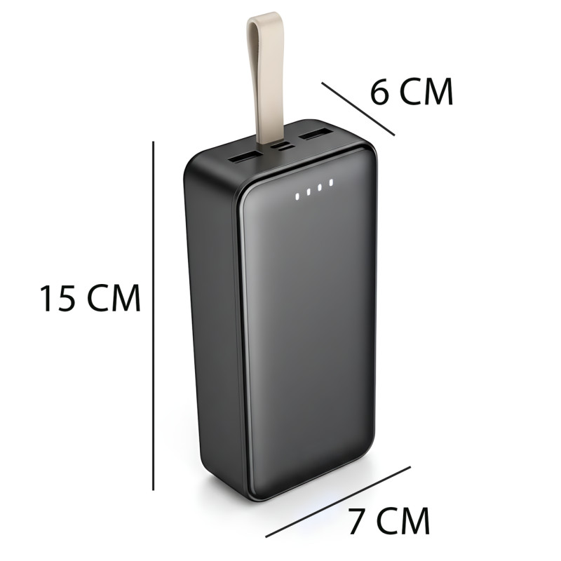 Power Bank AND J111B 50000 mAh 22.5W &mdash; внешний аккумулятор быстрой зарядки, 4 выхода USB-A/Type-C, LED-индикатор, шнурок фото - 7