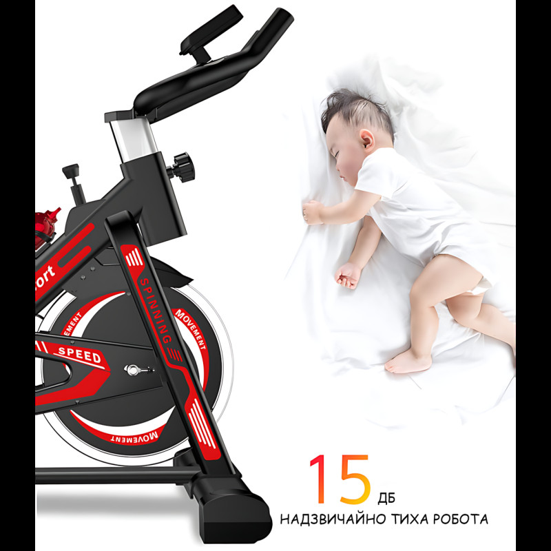 Велотренажер Vel-01 механічний до 150 кг, регулювання сидіння й керма, 15 кг маховик, вимірювання пульсу фото - 46