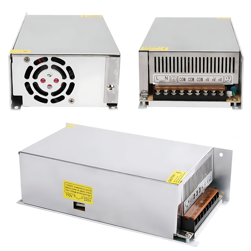 Блок живлення адаптер 12 V 50 A METAL, імпульсний інвертор живлення 600 W з вентилятором, трансформатор LED-стрічки фото - 2
